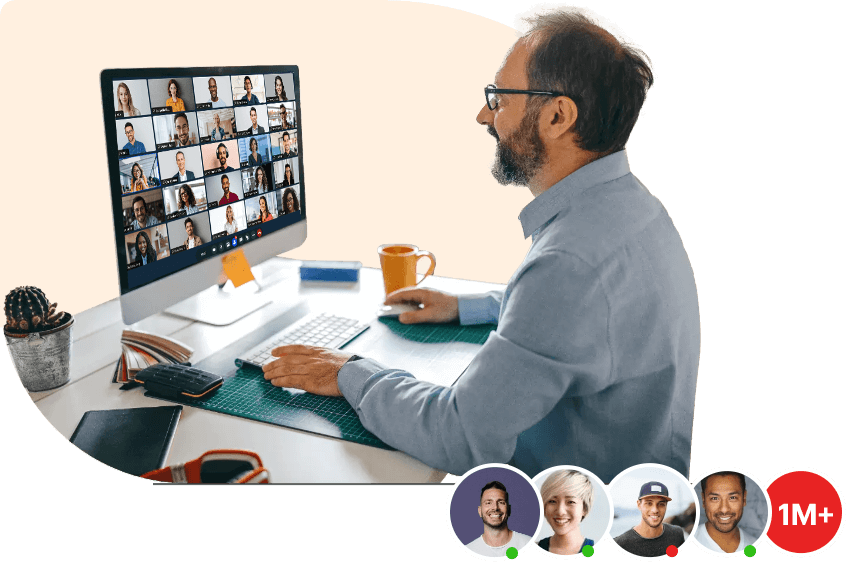 Healthcare professionals in a virtual medical and pharmaceutical conference session